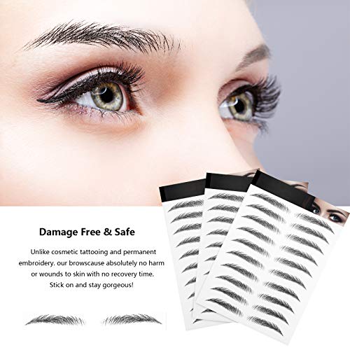 12 Sheets 4D Hair-Like Eyebrow Stickers Waterproof Eyebrow Transfers Stickers Peel Grooming Shaping Fake Eyebrow Sticker For Women And Girls (Stylish Style) #TOP3