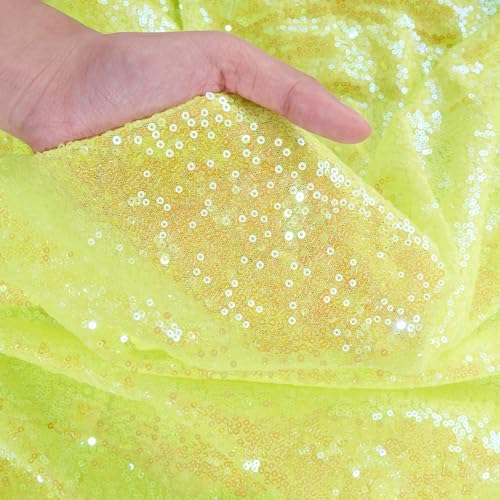 Image of B-COOL Sparkle Tablecloths Sequin Table Fabric Wedding Table Cloth for Mermaid Party Tablecloth Birthday Baby Shower Decorations 90x90 Inch,Crystal Yellow