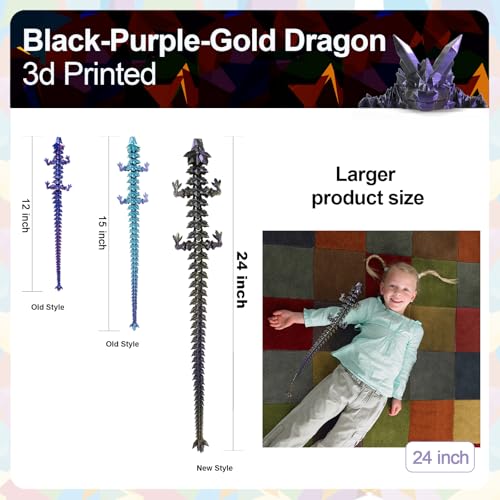 3D Printed Dragon 24 Inch, Large Articulated Crystal 3D Dragon Fidget Toy by Meet Gladness - Used condition - Image 3