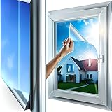 MARAPON® Sonnenschutzfolie Fenster innen [105x200 cm] Fensterfolie Sonnenschutz von innen durchsichtig von aussen Blickdicht - Spiegelfolie Fenster Sichtschutz STATISCH HAFTEND