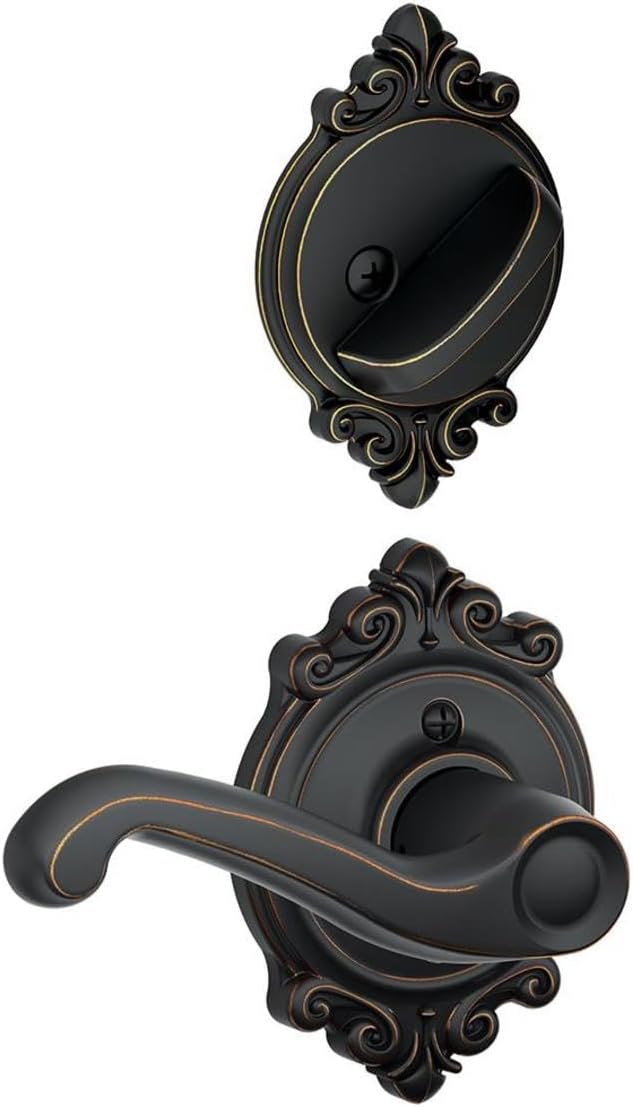 Schlage F59 FLA 716 BRK Brookshire Collection Flair Right-Handed Handleset Interior Lever, Aged Bronze