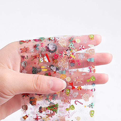 Valuu 10 Rolls Christmas pattern Nail Art Foil Transfer Stickers Holiday Star Laser Nail Foil Adhesive Decals Starry Sky Manicure Transfer Tips Christmas Nail Art DIY Decoration Kit
