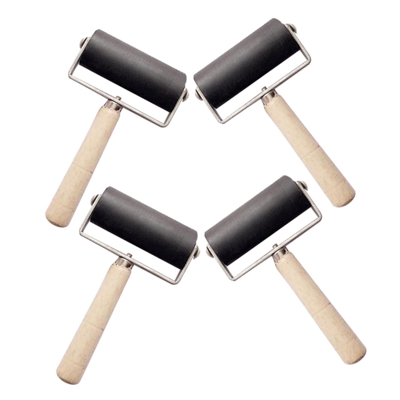 KONTONTY 4pcs Plastic Rollers for Stamping Block Ink Stamps for Crafting Rollers for Printmaking