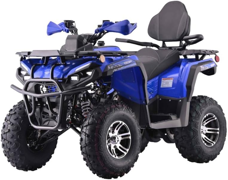 PENTORA Hunter 200cc EFI Adult ATV Quad, Blue, 4-Wheel All-Terrain Vehicle with Rear Passenger Seat