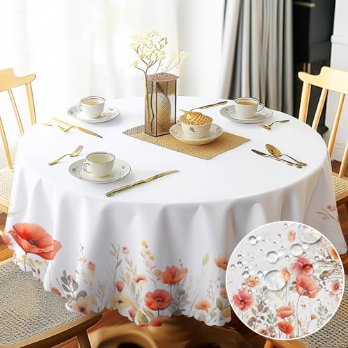Snowify Tovaglia Rotonda 150 cm-Tovaglia Antimacchia Tovaglia da Esterno Tonda Tovaglia Impermeabile per Giardino Esterno Cucina Sala Pranzo Feste- Resistente e Lavabile in Poliestere