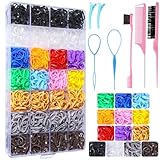 Rubber Bands for Hair with Hair Styling Tools 1500 Pcs Elastic Hair Ties with Organizer Box, Baby Toddler Girls Small Hair Ties Hair Accessories Gift Stocking Stuffers for Kids Women Girls