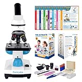 CamLabs Microscope for Kids - 3 Magnification Levels - 40x, 100x, 400x - Includes 25 Specimen Slides