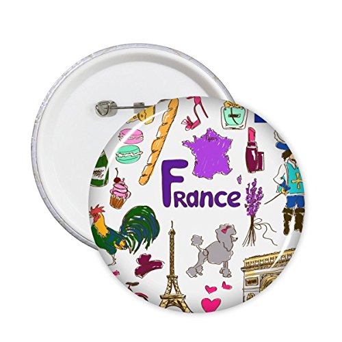 Badge rond France paysage et animaux de collection lot de 5 pièces format XXL