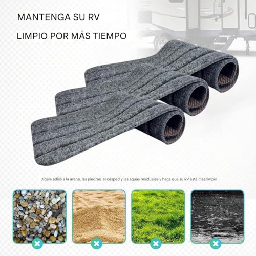 Cubiertas para escalones RV impermeables, juego de 3 alfombras ajustables antideslizantes 4
