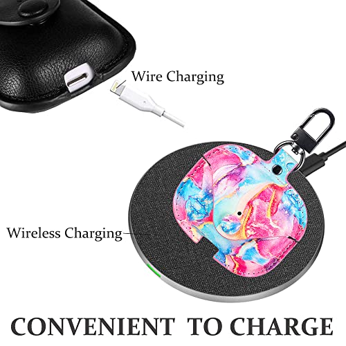 Image of Genuine Leather Case Compatible with AirPods Pro 3rd Gen (2025), VOMA Protective Cover for Apple AirPods Pro 3 Wireless Charging Case with Keychain and Snap Lock Colorful Marble