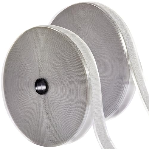 Image of ECOHomes (72 FT x 1 /2 Inch) Strips with Adhesive for Fabric, Grey | No Sew, Stick On for Fabric, Sticky Back for Clothes, Curtains, Heavy Duty, Double Sided Hook and Loop Hem Tape Fasteners
