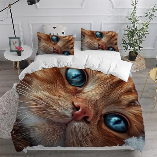 Housse de couette double lavable sans décoloration imprimé animaux 3D microfibre