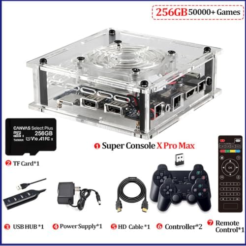 Consola De Juegos Retro Con 256 Gb De Almacenamiento, Más De 50 000 Juegos Integrados Y 2 Mandos Inalámbricos Compatibles Con Ps1, Psp, Mame Y Salida Av 4k Hd.