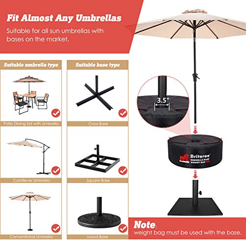 Briteree Umbrella Base Weight Bag With Double Side Slot Opening, Heavy Duty Sand Bag For Umbrella Base, 18.9" Round Sandbags Up To 100 Lbs, Cantilever Patio Umbrella, Fits Any Offset #TOP5