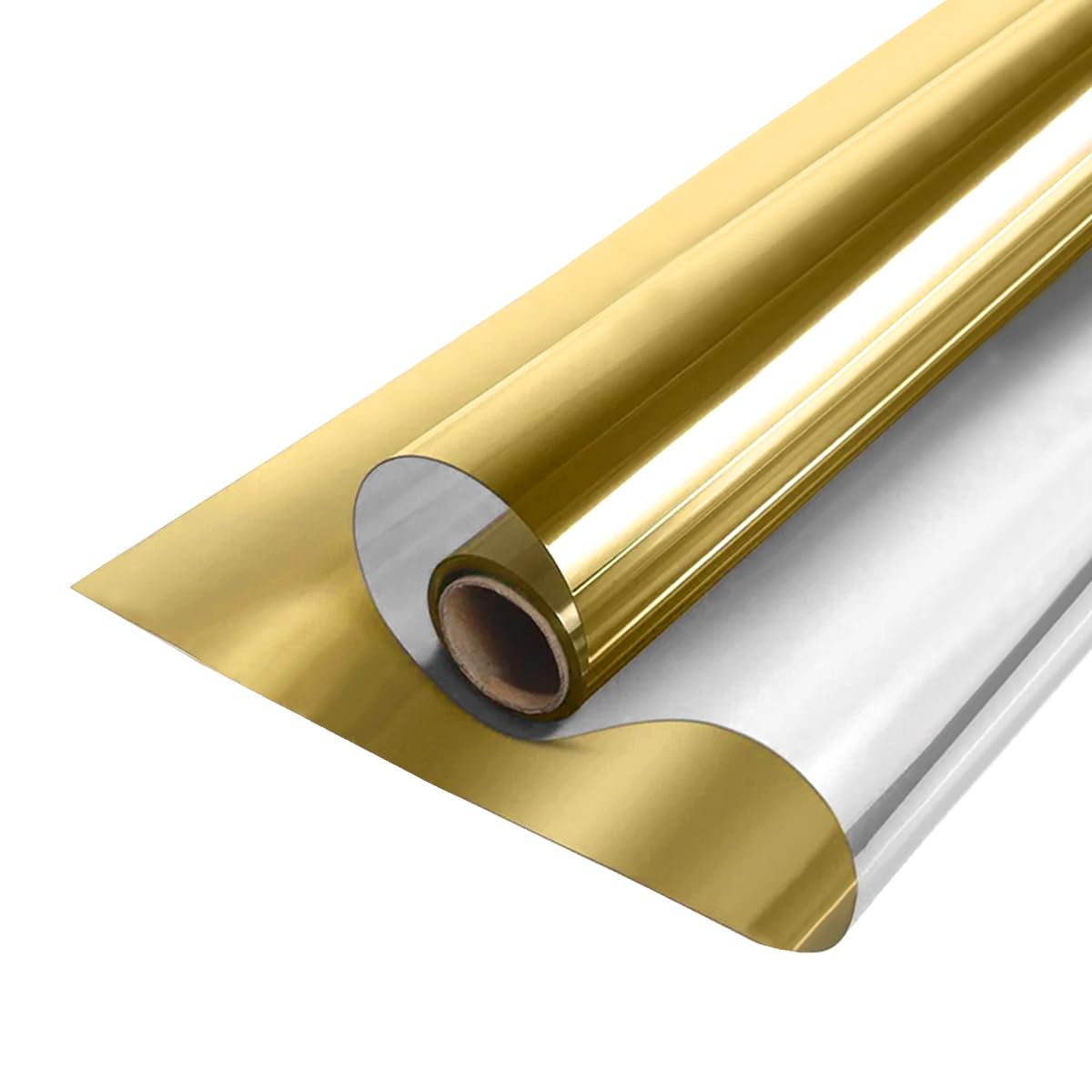 MOCNT Window Tint Film One Way Mirror Film Reflective Glass Tint Privacy Film Heat Insulation Sun Block Sticker Solar Protection Glass Film Gold Silver 90cmX400cm