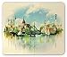 Produktbild Schloss-Mausunterlage, Aquarell-Illustration modernen europäischen Stadtbilds Budapests mit Effekt, Standardgrößen-Rechteck-rutschfestes Gummimousepad, Mehrfarben