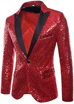 2023 Kerst - Party One Top Jas Fit Pak Mannen Sequin Casual Knop Jas