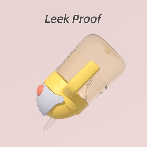 Miniatura 6 de Piifur Botella de agua a prueba de derrames con popote con peso y asa fija para bebés de más de 6 meses, 10 onzas, paquete de 2 unidades