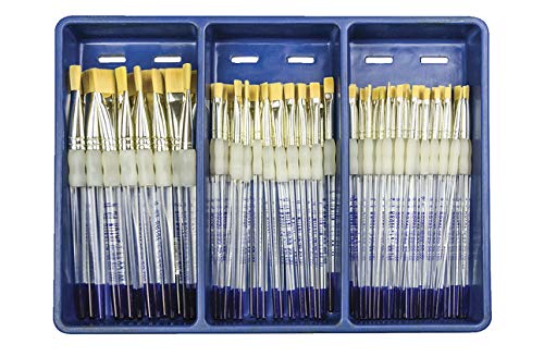 Royal Brush Soft Grip Golden Taklon Brush Classroom Pack, Assorted Flats, Pack Of 72 #TOP21