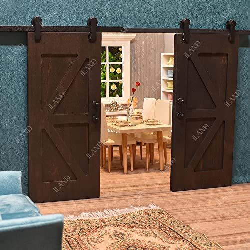 Iland Dollhouse Accessories Of Wooden Dollhouse Door On 1:12 Scale, 2Pcs Miniature Doors Of Sliding Barn Doors #TOP3