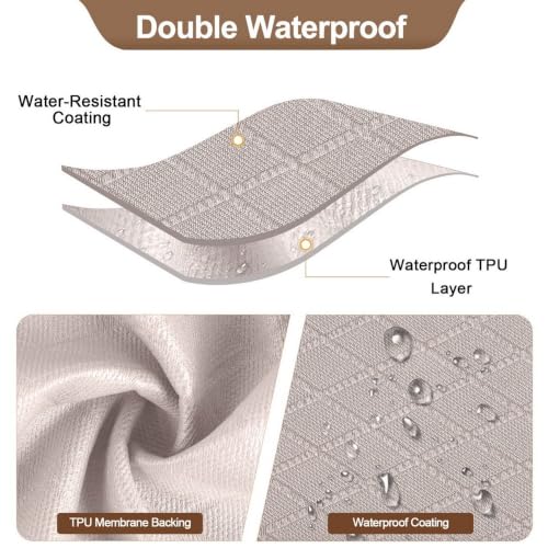 Image of SearchI Waterproof Dining Chair Seat Covers Set of 6, Hook and Loop Tape Stretch Chair Covers for Dining Chairs, Washable Dining Room Seat Cover Protector (Khaki)