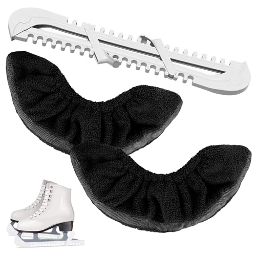 Tkxjry 2 Paio Protezioni per Lame per Pattini da Ghiaccio, 1 Paio Copri Lame di Pattini Regolabile+1 Paio Coprilama Pattini Ghiaccio, Paralame Pattini Ghiaccio, per Hockey o Pattinaggio Artistico