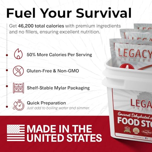 Legacy Food Storage Gluten Free 120 Serving Bucket, Emergency Food Supply, 46,200 Total Calories, 120 Large Servings, Shelf Stable Lunch & Dinner Entrees, Freeze Dried Survival Meals for MRE Camping, Hiking, & Backpacking - Image 3
