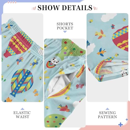 Hot Air Balloon Panda Boys Long Pants Soft Trousers Elastic Waist Kids Lounge Bottoms with Pockets S-XL4