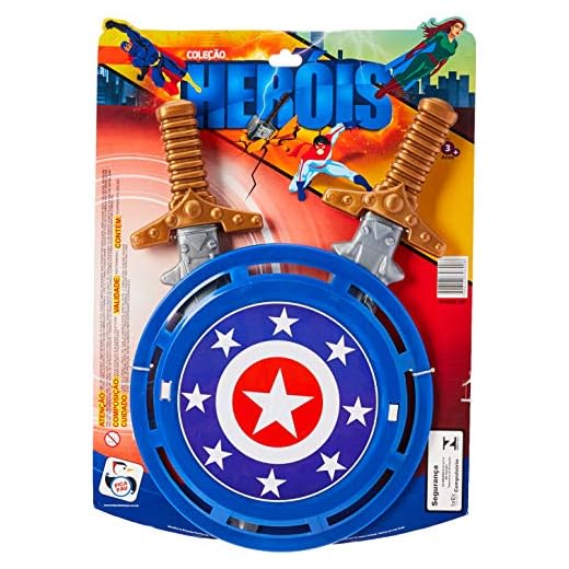 Coleção Heróis com 2 Espadas e Escudo Brinquedos Pica Pau