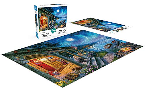 Buffalo Games - Darrell Bush - Moonlight Lodge - 1000 Piece Jigsaw Puzzle , Blue #TOP3