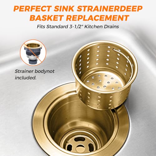 Colador para fregadero de cocina en acero inox dorado miniatura 7