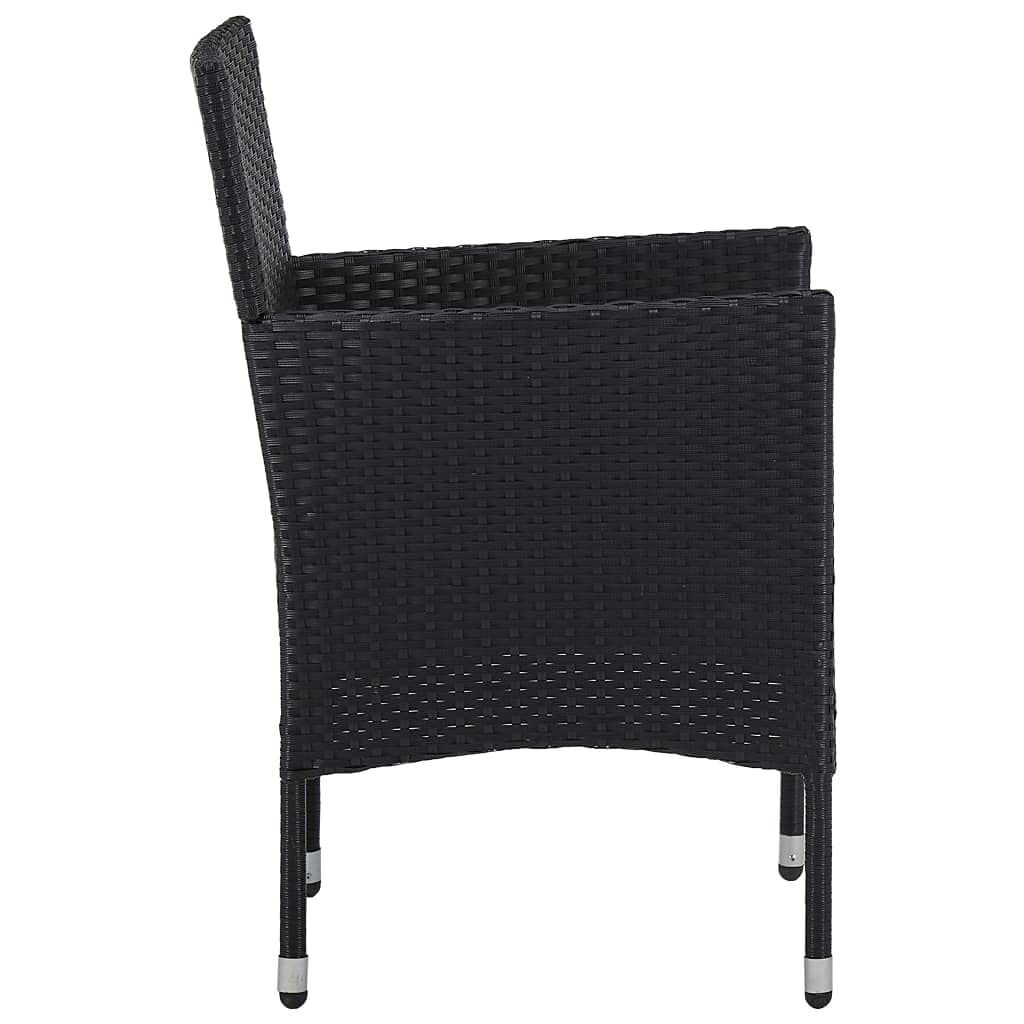 vidaXL Lot de 2 Chaises de Jardin, Fauteuil avec Accoudoirs, Siège de Salon avec Dossier Salle à Manger Extérieur, Résine Tressée Noir