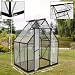PEILU Gewächshaus Aluminium, Treibhaus mit Transparent PC Platten Dachfenster & Tür & Fundament, 125x180x195cm Winterfest Gartengewächshäuser, Begehbares Pflanzenhaus für Garten Outdoor