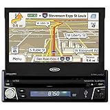 Jensen VX7012 7 inch LCD Multimedia Retractable Touch Screen Single Din Car Stereo with Built-In Bluetooth, CD/DVD Player & USB/microSD Ports