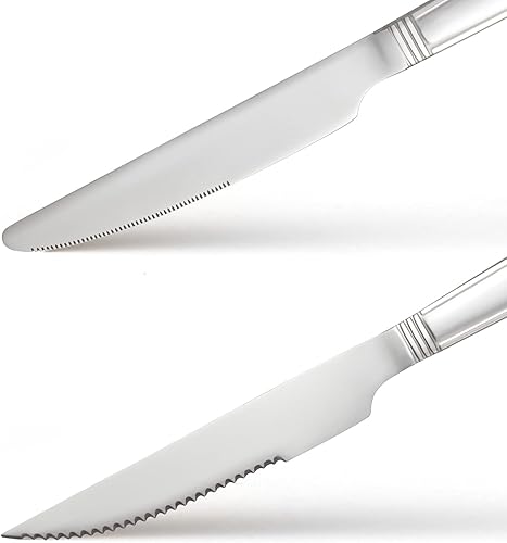 Miniatura 3 de Juego de cubiertos de 24 piezas con cuchillos para carne, juego de cubiertos de acero inoxidable para 4 juegos de cubiertos, incluye tenedores,