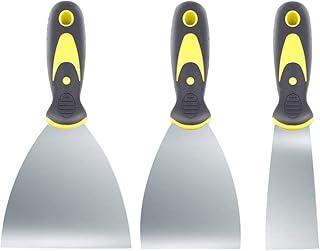 3 Pack Wallpaper Scraper Tool Set Stainless Steel Filling Putty Knife Scraper Wallpaper Steamer Stripper Metal Blade Scraper Paint Stripper Scraper Spackle Knife Drywall Scraper for Polyfilla Cleaning