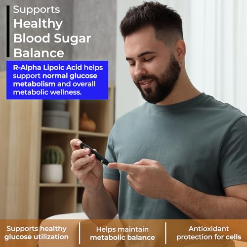 Image of Health Veda Organics R-Alpha Lipoic Acid 300 mg with Vitamin B12, Trans-Resveratrol & Lycopene | High Absorption ALA for Blood Sugar, Nerve & Heart Health Support | 60 Veg Capsules