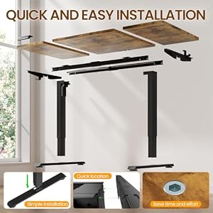 Veken 63"x28" Wider Large Standing Desk, Electric Height Adjustable, Brown — photo 4 of 6