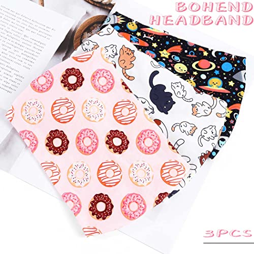 Bohend Girls Headbands Wide Knotted Hair Bands 3Pcs Non Slip Elastic Cute Head Bands Workout Yoga Sweatband Hair Accessories for Girls and Kids (K)2