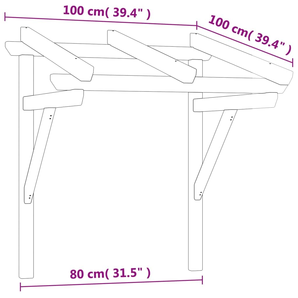 IKAYAA Marquesinas Exterior para Puertas y Ventanas de Madera de Pino, Tejadillo de Protección, Pérgola de Puerta, Toldo de Entrada de Porche de Madera 100x100x80 cm