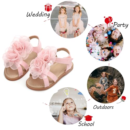 Image of PHIRAMIN Toddler Girl Sandals - Flower Girl Dress Shoes Open Toe Little Kid Wedding Party
