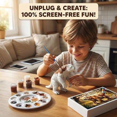Image of Unscroo DIY 3D Model Painting Kits - Dinosaurs, Ice Age Animals & Unicorns - 3D Printed Art & Craft Hobby Gift for Kids, Teens & Adults - Return Gift Sets (Giant Sloth Single)