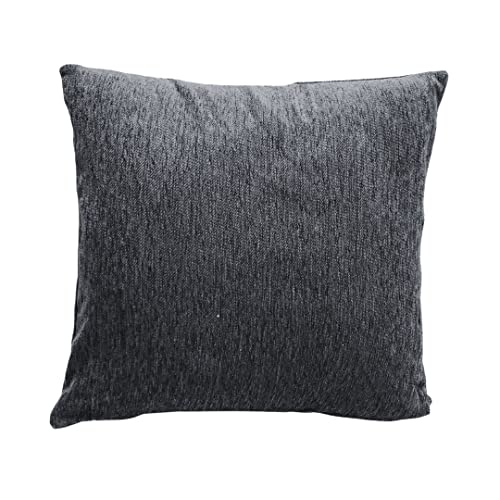 Fundas de Cojines Valencia Pack de 2 Fundas de Almohada de 45 cm x 45 cm con diseño de Chenilla Suave Tejido con Textura Cuadrado para el Sofá Cierre con Cremallera Color Gris Marengo