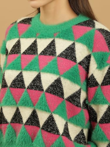 Image of BEATNIK Round Neck Full Sleeve Green Womens Wear Sweaters