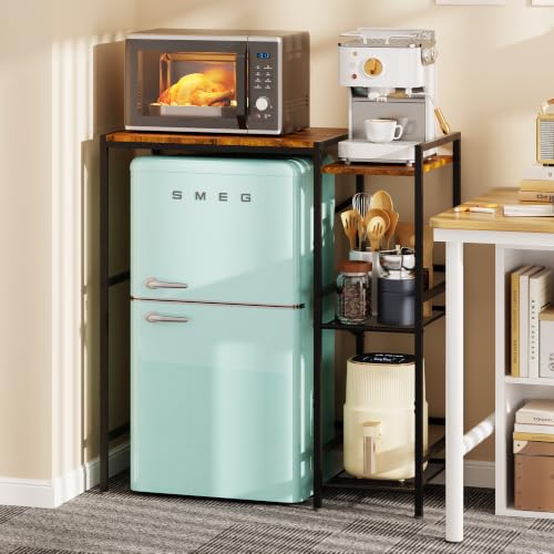 Mini Fridge Stand with Storage Shelves Dorm Microwave Stand Reversible