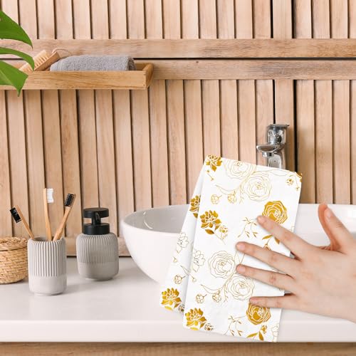 Jarthenaamcs J1163 100Pcs Roses Flower Guest Napkins Gold Foil Paper Napkin Disposable Floral Dessert Dinner Hand Napkin thumb #6