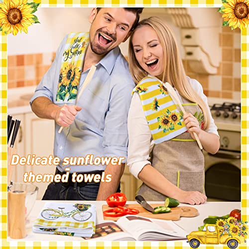6 Pcs Kitchen Towels Sunflower Dish Towels Sunflower Absorbent Hand Towel Decorative Tea Towels Reusable Fast Drying Cleaning Dishcloths For Kitchen Summer Truck Housewarming Gifts 15.75 X 23.62'' #TOP1