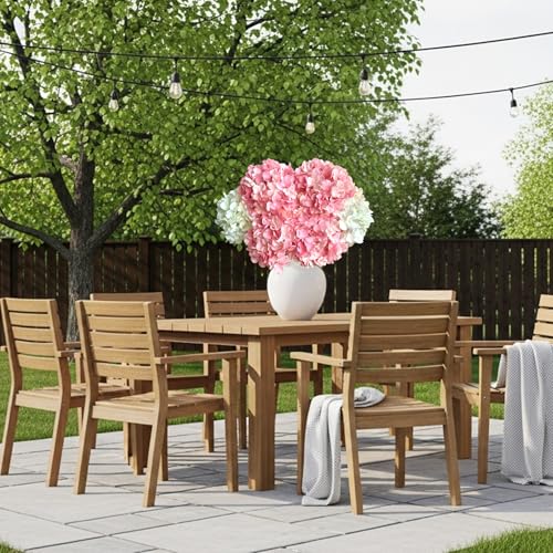 6 Pcs 20" Silk Hydrangeas Flower, Hydrangea Artificial Flowers, Long Stems Large Faux Dried Floral Real Looking Fake Bouquet for Living Room Porch Wreath Xmas Decor (2Pcs White/ 4Pcs Pink)