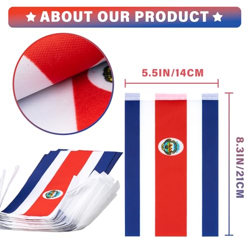 Image of Costa Rica String Flag Pennant Banner, Small Mini the Republic of Costa Rica Flags Bunting Banner, National Country Decoration for School, Party, Sports Events, Patriotic Festival, 33 Feet 30 Flags
