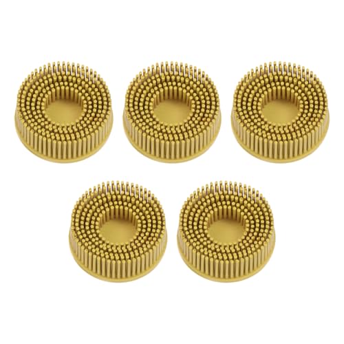 Uxcell - uxcell 5pcs Bristle Disc 2" 80 Grit Abrasive Brush Deburring Electric Disc Brush with Quick Change Roll Lock Abrasive Coating Removal Disc for Metal, Yellow